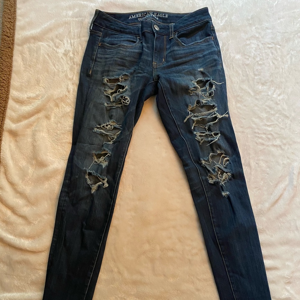 American Eagle Distressed Skinny Jeans 360 Super Stretch